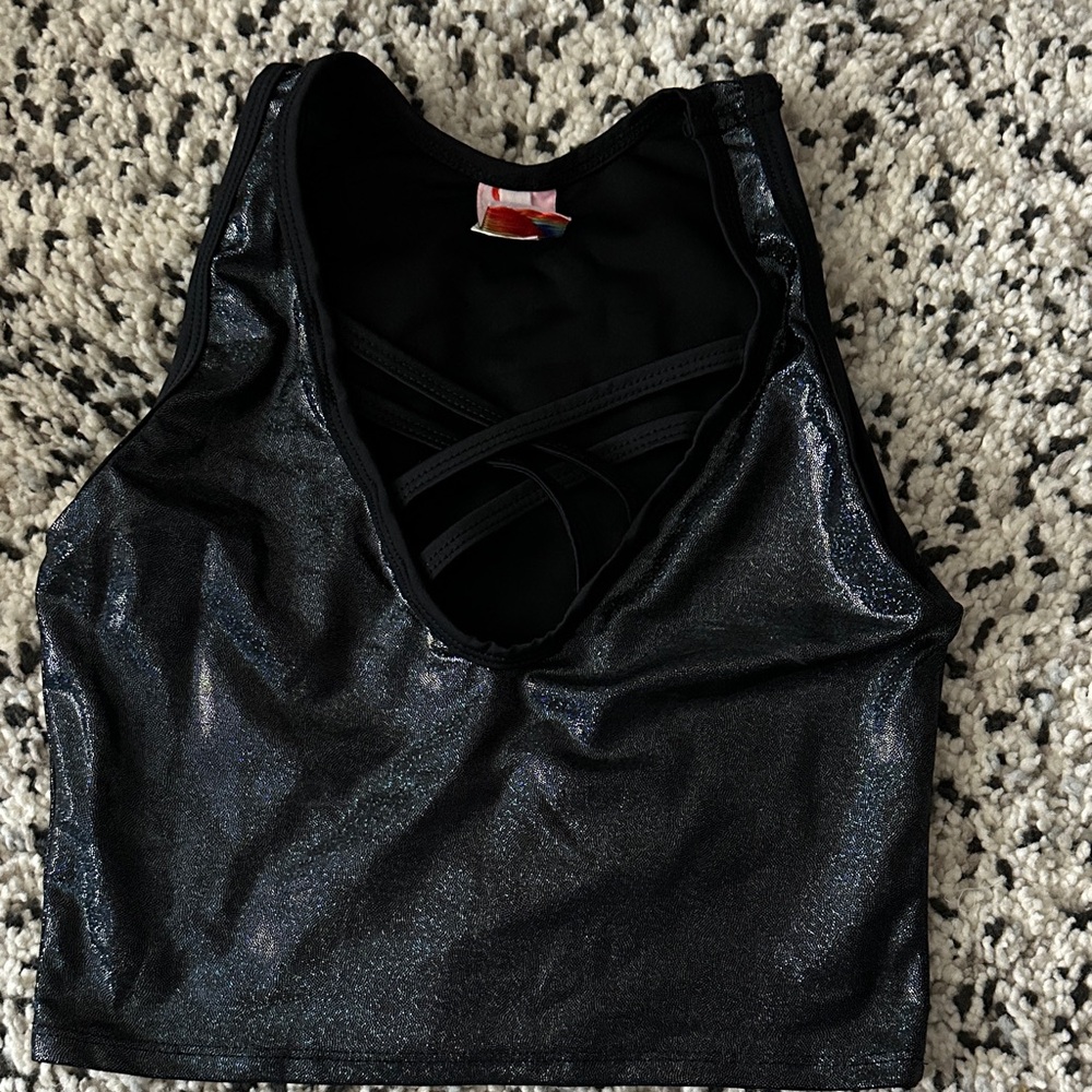 Shiny Black Crop Top